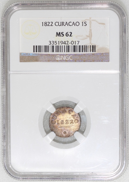  1822年古拉索岛1Stuiver，MS62