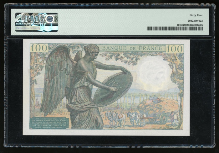  法属安南纸币2枚，1及100元，以及1942年法国100法郎，PMG 40，64，64