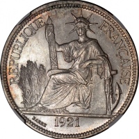  1921H法属安南1元，NGC MS63