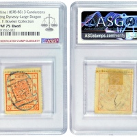  1878-1883年大清大龙邮票叁分银，盖海关中文地名全戳，ASG F/VF75 Used，包克收藏