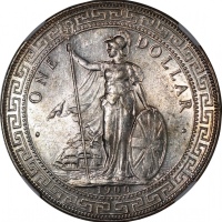  1900-B英国贸易银元，带原光，NGC MS61，#6466526-008