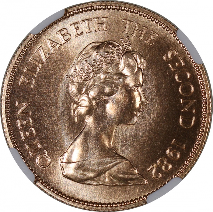  1982年香港十二生肖狗年$1000纪念金币，NGC MS69，#6473456-008
