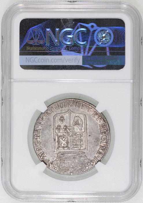  1689年英国1/2克朗银币，NGC XF45