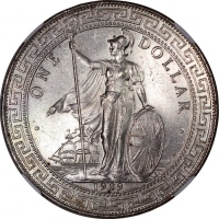  1929-B英国贸易银元，带原光，NGC MS64，#6466526-016