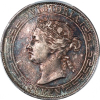  1866年香港半圆，带自然深调包浆，PCGS AU Detail有清洗，#46207940