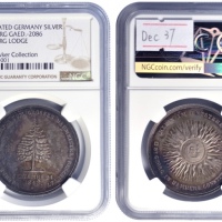  1843年德国汉堡银币，Gaed.-2086，NGC MS62，包克收藏