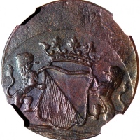  1780-99年荷属东印度1兑错体银币, 铸打偏移错体，NGC AU53BN
