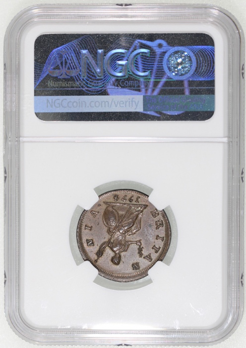  1774年英国1/4便士铜币，NGC MS63BN