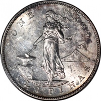  1905-S菲律宾1披索银币，PCGS AU58