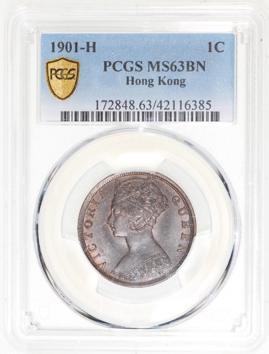  1901-H香港一仙，PCGS MS63BN，#42116385