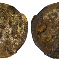  西域铸币汉佉二体钱(和田马钱) CCG F75 YUTIAN KINGDOM: Anonymous, ca. 200 AD, AE 6 zhu (4.80g), Khotan, Cribb-2e, S