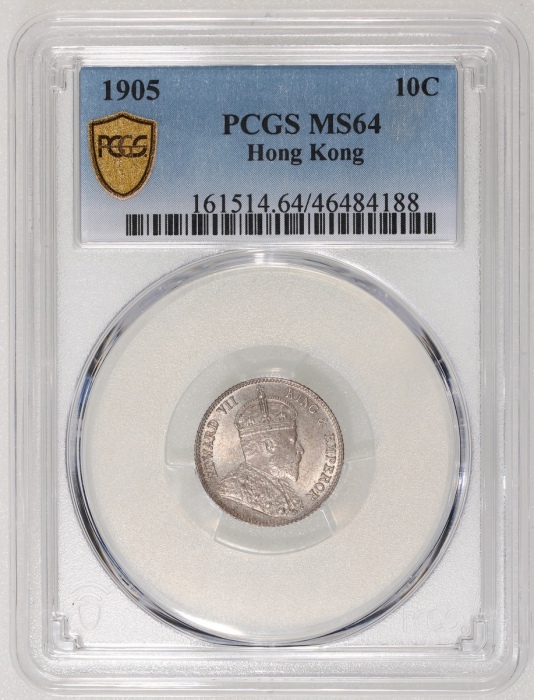  1905年香港爱德华七世一毫 PCGS MS 64 Hong Kong, Edward VII, 10 cents