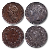  1840-1845年 法国及英国钱币各一枚