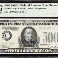  1934A500美元费城 PMG Choice Unc 64 1934A $500 Federal Reserve Note