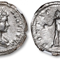  公元198-217年罗马帝国“皇帝卡拉卡拉像”迪纳里银币一枚，NGC VF（4972149-016）