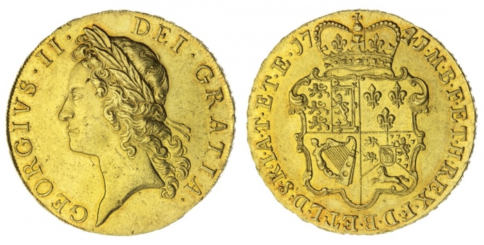  1741年英国乔治二世金币 近未流通 George II (1727-1760), Five-Guineas, 1741