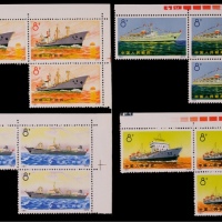  1972年编号29-32轮船新票3套，带直角纸边三连