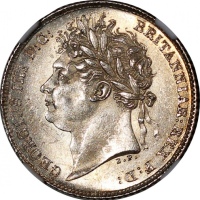  英国1825年6便士及1824年1先令，NGC MS65及AU55，#2885392-007及#2885392-005 Great Britain, silver 6 pence, 1825 and 