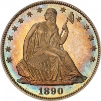  1890年坐像女神半美元 PCGS Proof 67 1890 Liberty Seated Half Dollar