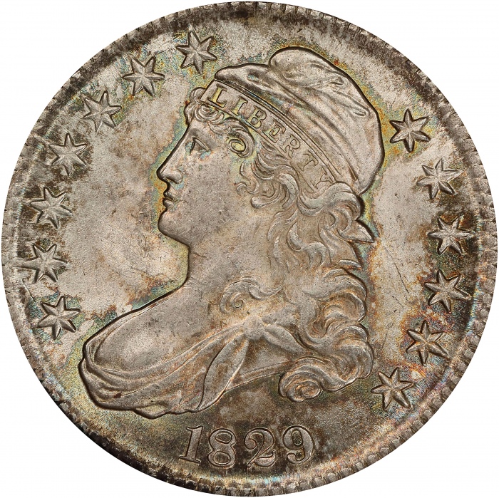  1829年带帽女神半美元 PCGS MS 64+ 1829 Capped Bust Half Dollar