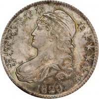 1829年带帽女神半美元 PCGS MS 64+ 1829 Capped Bust Half Dollar