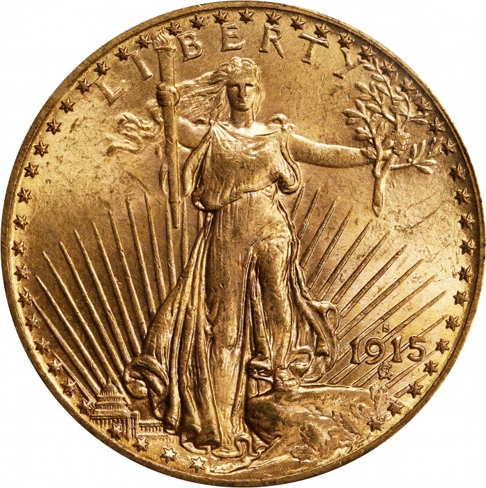  1915-S圣高登双鹰金币 PCGS MS 64 1915-S Saint-Gaudens Double Eagle