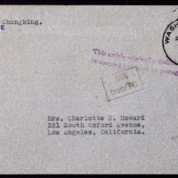  1943年重庆寄美国外交航空邮件封，贴中信版孙中山像1元三枚