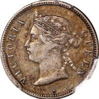  1883-H香港维多利亚五仙，发行仅63000枚，PCGS XF45，#46484223