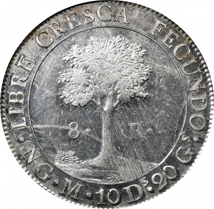  1827-NG危地马拉8雷亚尔 PCGS MS 62 GUATEMALA. Central American Republic. 8 Reales