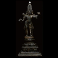  明铜制佛教吉祥天母立像 