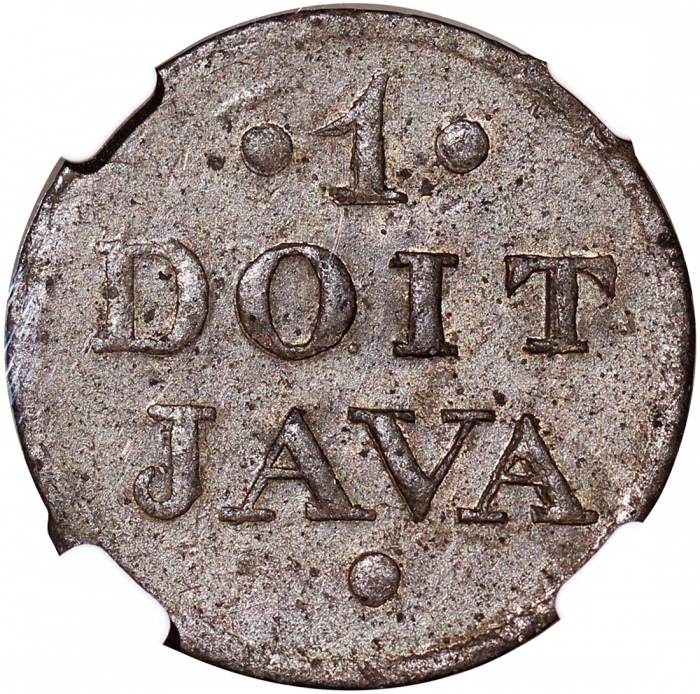  1814年荷属爪哇VEIC兑币， NGC AU58，#3959221-020 Netherlands East Indies, British Java, VEIC Duit, 1814, NGC A