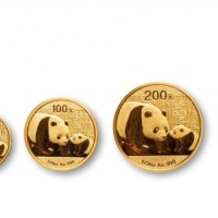  2011年熊猫纪念金币一组5枚 完未流通