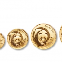  2003年熊猫纪念金币1盎司等一组5枚 完未流通