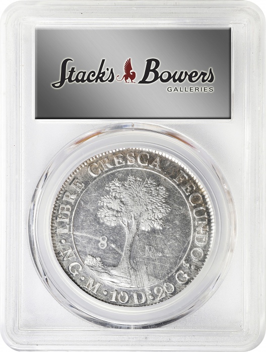  1827-NG危地马拉8雷亚尔 PCGS MS 62 GUATEMALA. Central American Republic. 8 Reales