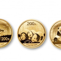  2013-2014年熊猫普制1/2盎司金币一组三枚
