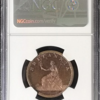  1806年英国1/2便士，带「SOHO」版，NGC PF 63RB，#6028801-001 Great Britain, 1/2 penny, 1806, SOHO, (P-1364), NGC P