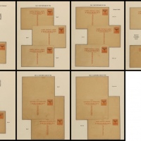  1926年帆船1分加盖“限滇省发寄”邮资片展集7页，计新片15件（含单片11件及双片4件）分纸、分色版式研究素材上佳，国际邮展英文说明贴片