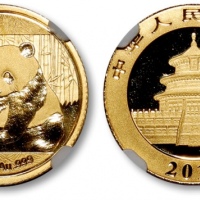  2010年熊猫纪念金币1/10盎司 NGC MS 70