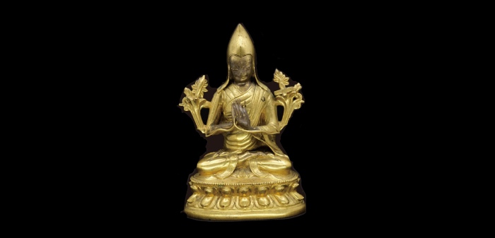  清铜制佛教佛像宗嘎巴像 