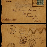  1904年广东新塘寄美国封，西式封贴蟠龙10分一枚