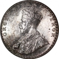  1912(B)英属印度1卢比，PCGS MS64，#37182015 India, British, silver rupee, 1912 (B), Bombay mint, (SW-8.19), P