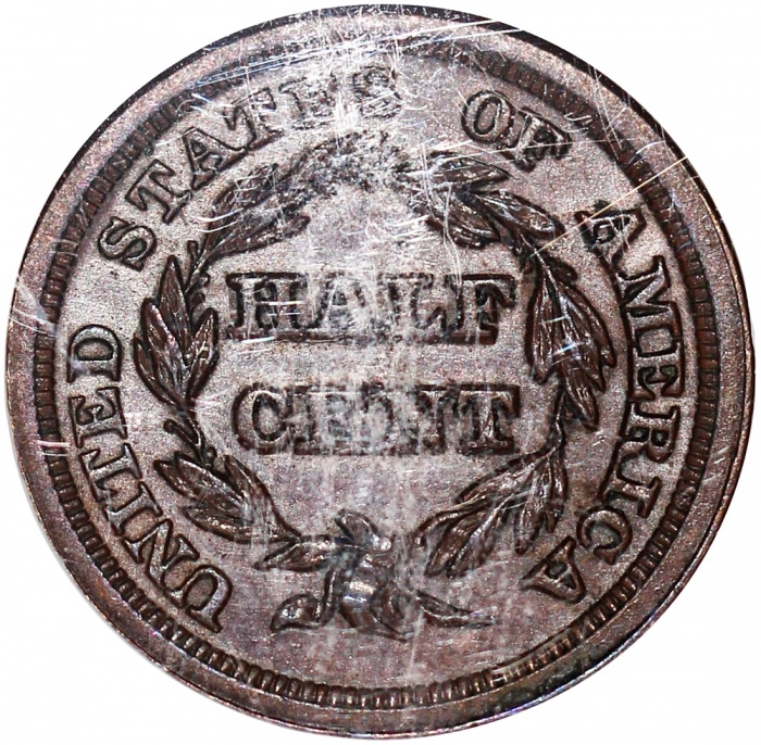  1853年美国1/2仙，NGC MS62BN，#556804-054 United States, 1/2 cent, 1853, NGC MS62BN, #556804-054.