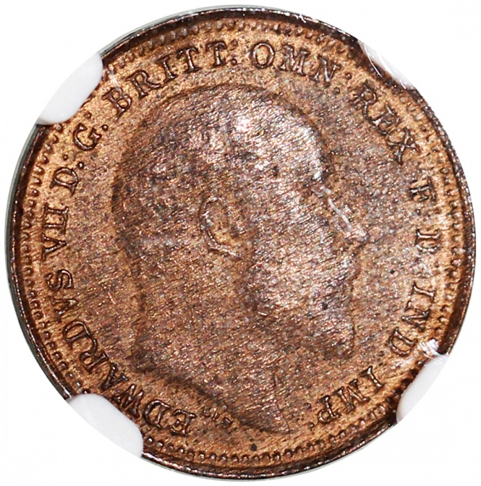  英国及泽西钱币4枚一组，包括1902年1/3法新2枚，1874H 1/2便士，及1/13先令，分别评NGC MS62BN，MS62RB，AU55BN及MS62BN，#6376454-001，#6376