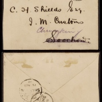  1904年四川重庆寄上海改退对剖邮票封，贴蟠龙2分右上对剖为1分邮票一枚