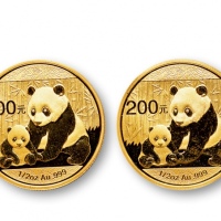  2012年熊猫纪念金币1/2盎司一组2枚 完未流通