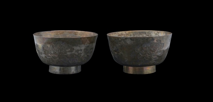  民国银碗上海方九霞款一对 