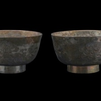  民国银碗上海方九霞款一对 