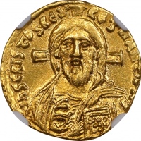  685-695年贾斯汀二世金币 NGC Ancients Ch AU JUSTINIAN II, FIRST REIGN