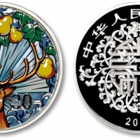  2022年吉祥文化纪念银币100克福寿康宁 完未流通