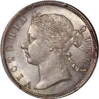  1886年香港维多利亚二毫，高６版，PCGS UNC Detail (有清洗)，#46484264